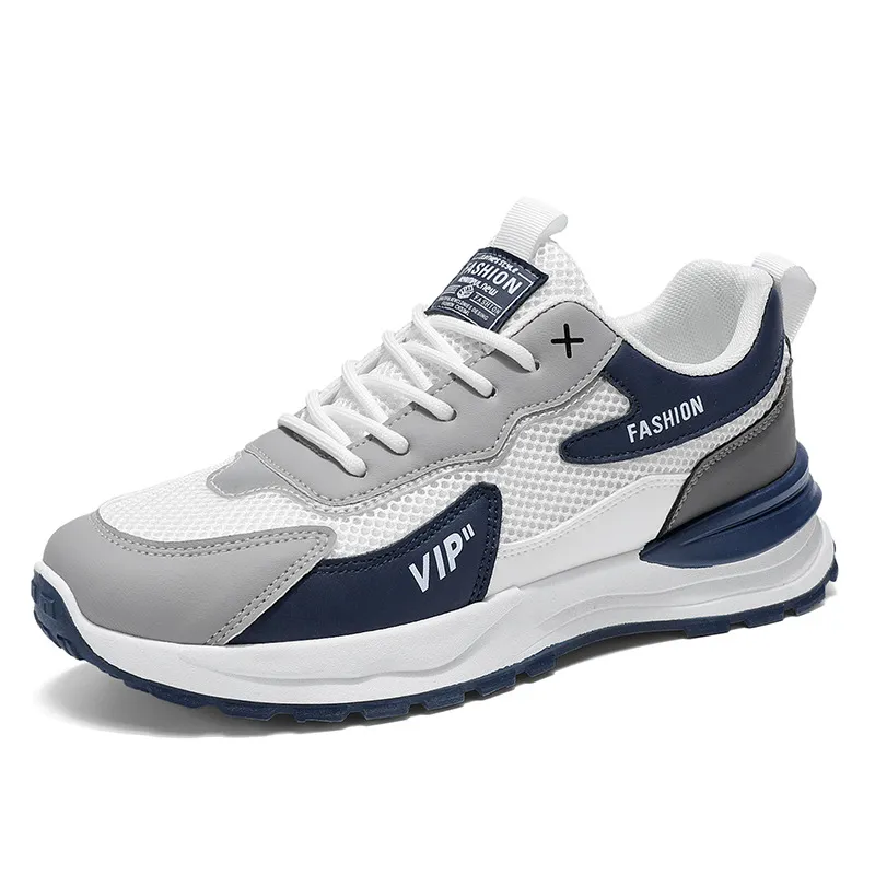 Men's Breathable Mesh Dad Sneakers Summer – Chunky Thick Sole Platform Casual Running Shoes, Trendy Versatile White/Black Sneakers for Men